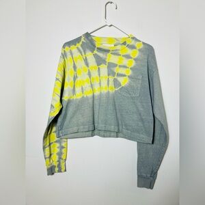 john elliott Long Sleeve Cropped Sweater Sz 1- Small Colorblock Oversized Cotton